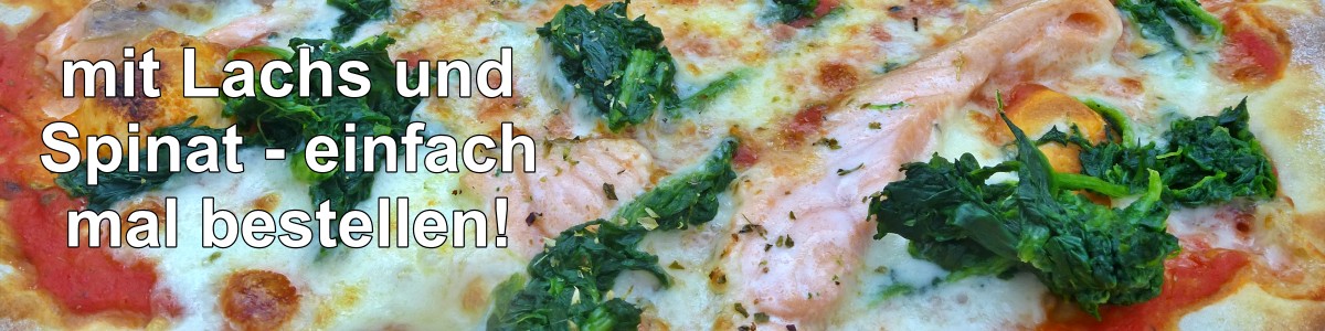 Pizza mit Lachs und Spinat als Sonderwunsch